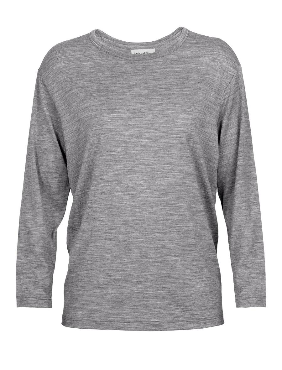 Gritstone Heather Women's Icebreaker Merino Granary T-Shirt Long Sleeve | USA 1638HAPK